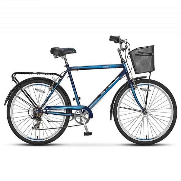 Велосипед Stels Navigator 26" 250 Gent Темно-синий/Голубой (с корзиной)