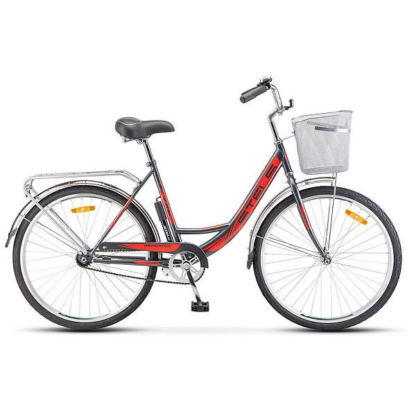 Велосипед Stels Navigator 26" 245 Z010 Серый/Красный (с корзиной) (LU093460)