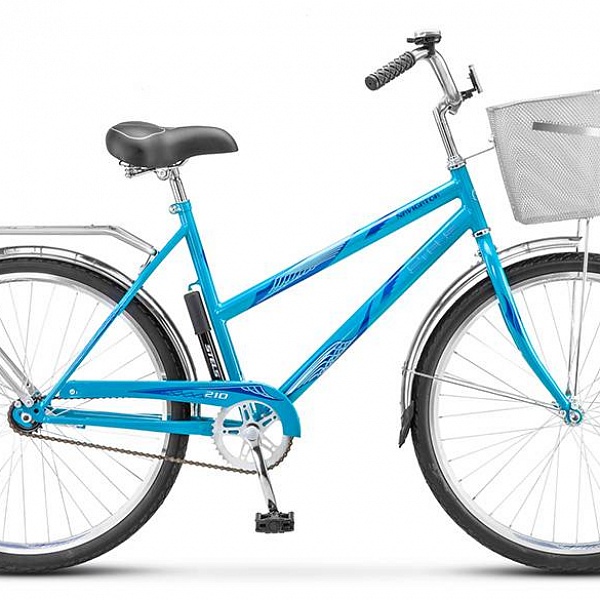 Велосипед Stels Navigator 26" 210 Lady Z010 Голубой (с корзиной) (LU085338)