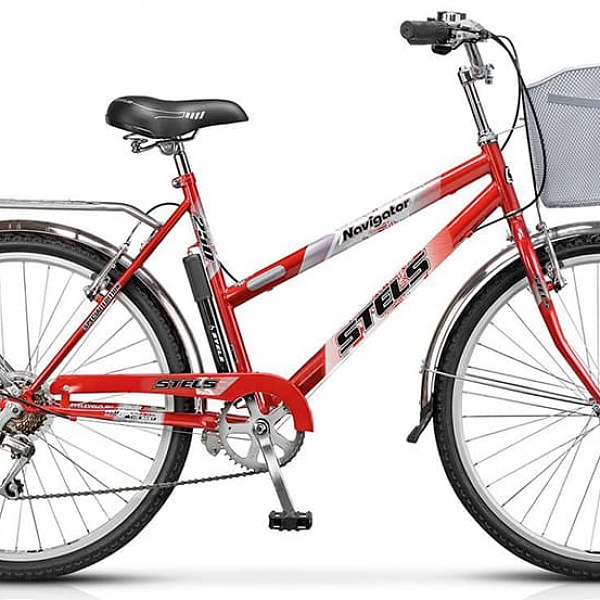 Велосипед Stels Navigator 26" 250 Lady Z010 Темно-красный (с корзиной) (LU089101)