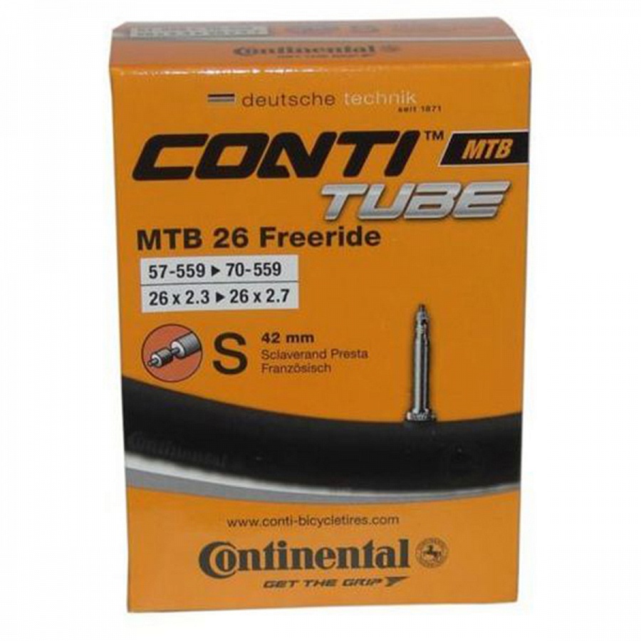 Камера 26x2.3-2.7" Continental MTB 26 Freeride вело нип. 42мм (285гр.) (01817310000)