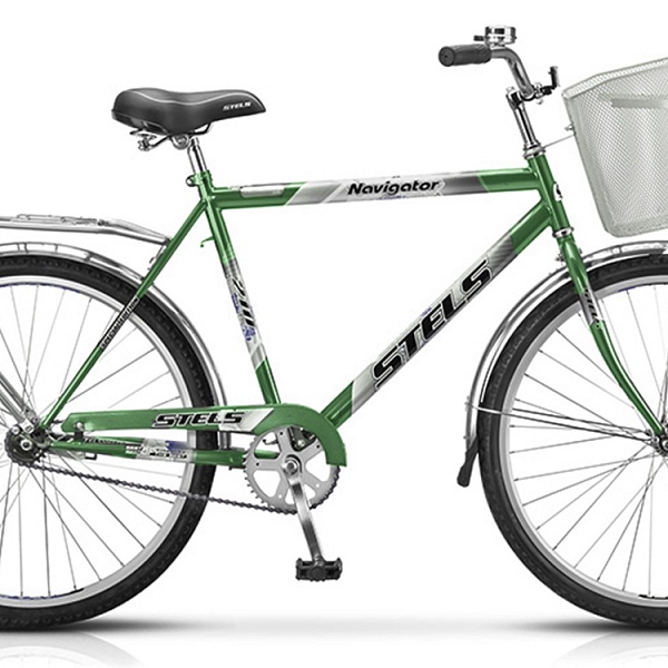 Велосипед Stels Navigator 26" 210 Gent Темно-зеленый/Салатовый (с корзиной)
